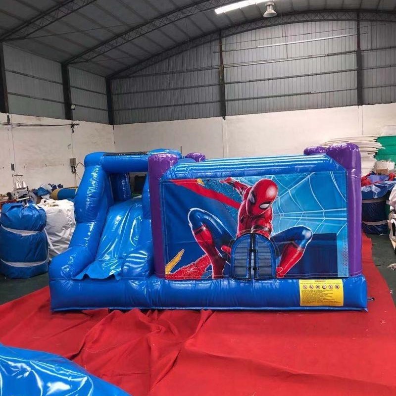 Pvc Commercial Toddler Cartoon Inflatable Spider Man Bouncy Castle Combo Inflatable Spiderman Bounce House with Slide