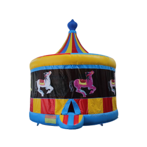 Party Inflatable Christmas Merry Go Round Bouncer Castle Round Inflatable Bounce House Carousel Horse  For Kids