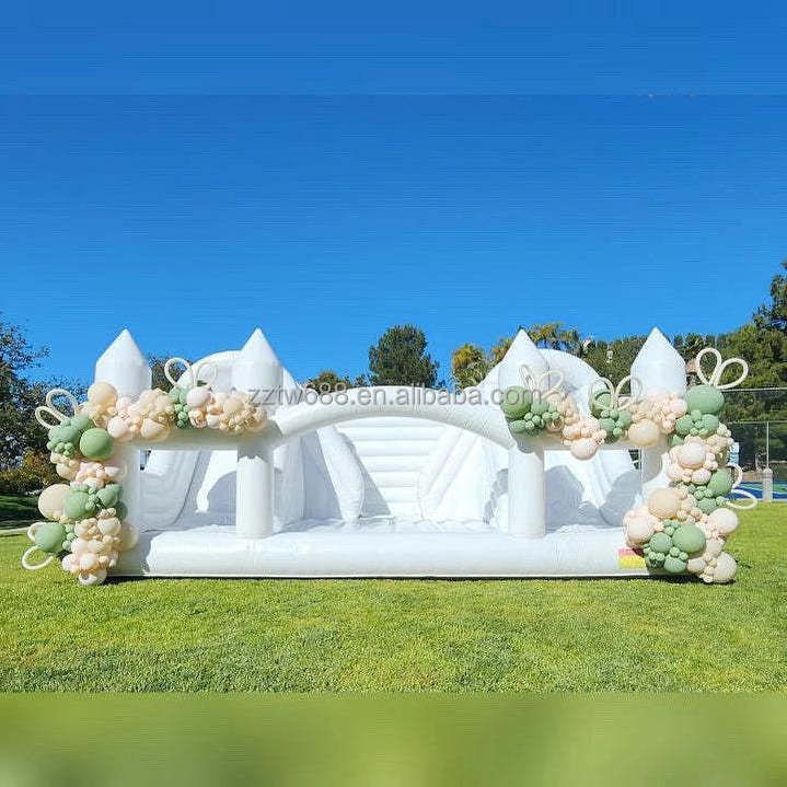 Hot Sell Bouncy Castle Adults Inflatable 17 Feet Commercialng Party Rental White Bounce House Wedding SlideWith Ball Pit