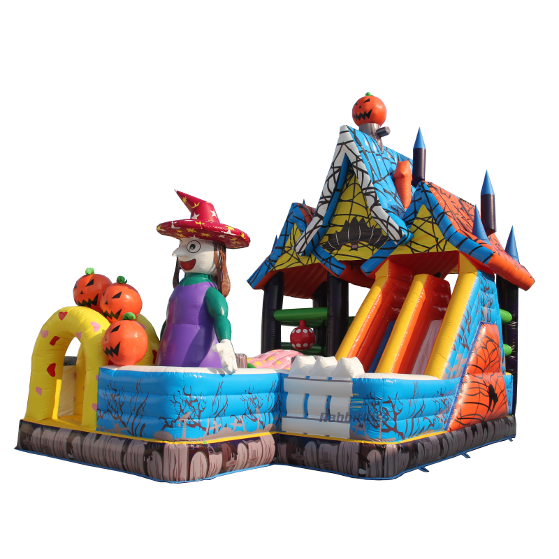 Halloween Crazy Fun Witch Theme Inflatable Jumping Bouncy Castle Slides Combo Commercial Inflatable Cartoon Bounce Houses