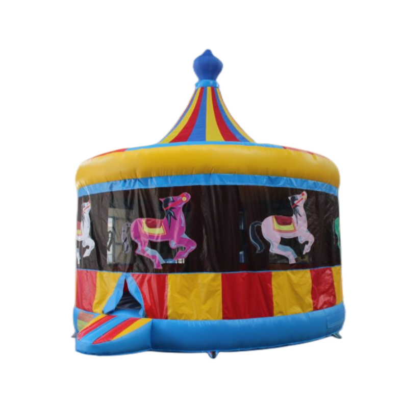 Party Inflatable Christmas Merry Go Round Bouncer Castle Round Inflatable Bounce House Carousel Horse  For Kids