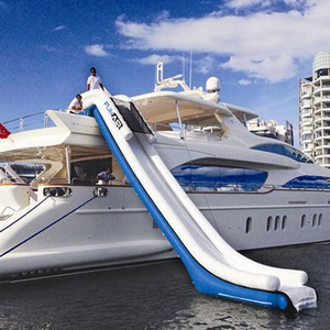 Popular Giant Inflatable Yachts Pontoon Boat Slide Houseboat Slide Water Games Inflatable Floating Yacht Water Slide