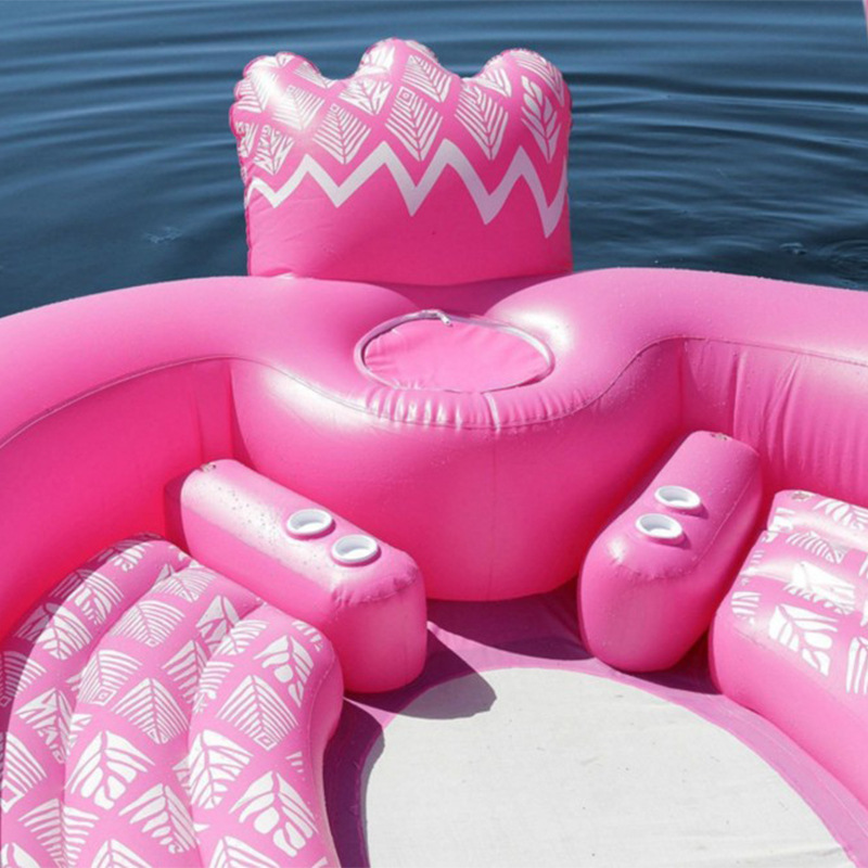 Giant Inflatable Flamingo Water Sports Equipment Inflatable Floating Canape Gonflable Floating Lounger Seats Island for 6 Person