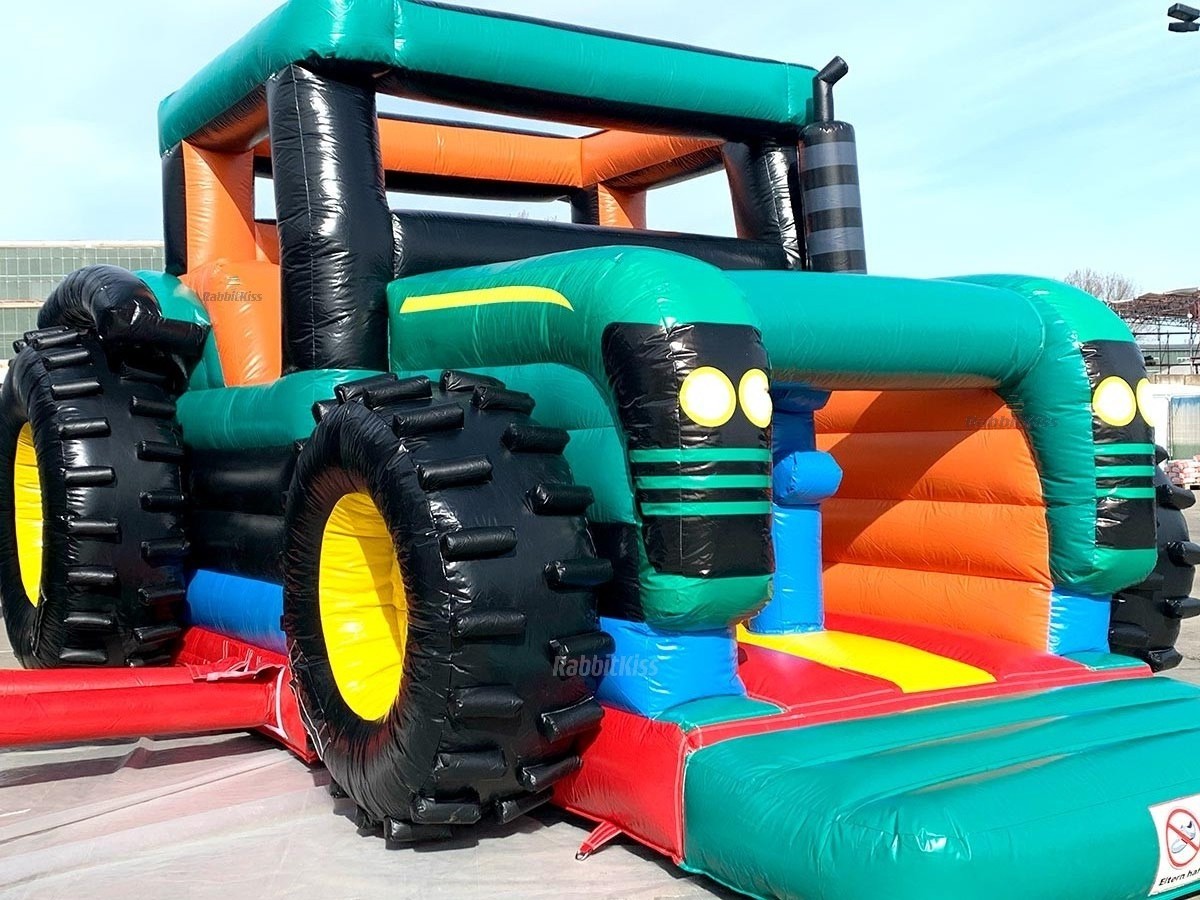 Commercial Inflatable Car Jumping Bouncy Inflatable Bounce House Big Monster Truck Bounce Combo With Slide Air Blower