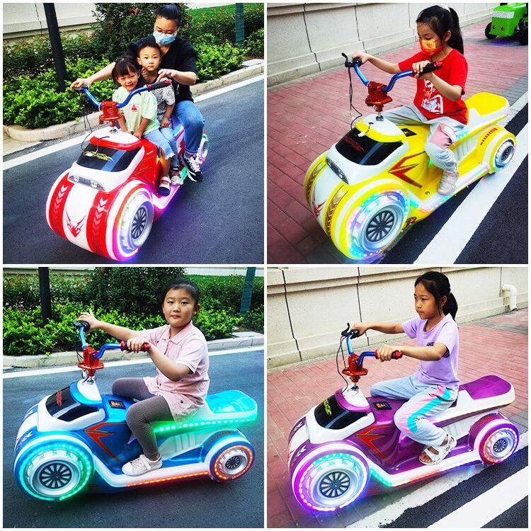 New playground equipment children's electric car can sit on adult luminous square motorcycle commercial toy bumper car