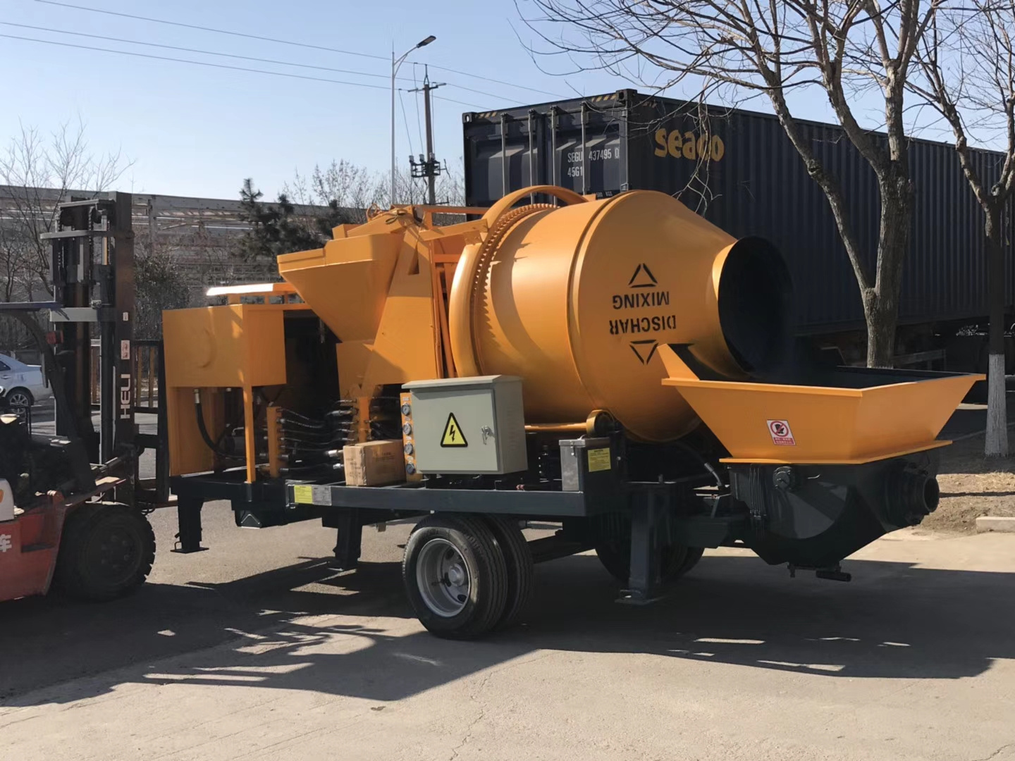 Trailer Mounted Electric Motor Mobile Concrete Pump Construction Machinery Concrete Mixer Pump