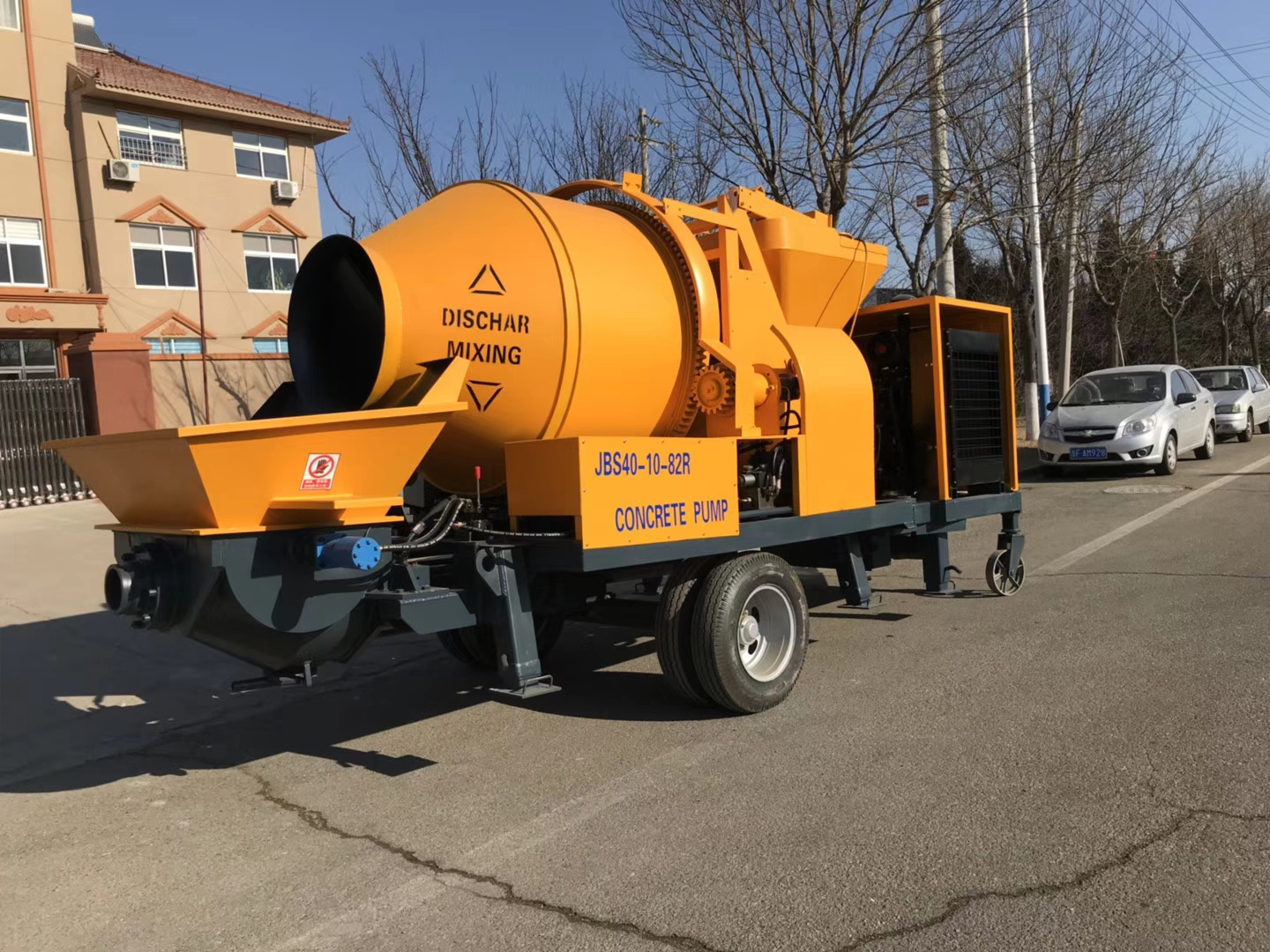 Trailer Mounted Electric Motor Mobile Concrete Pump Construction Machinery Concrete Mixer Pump