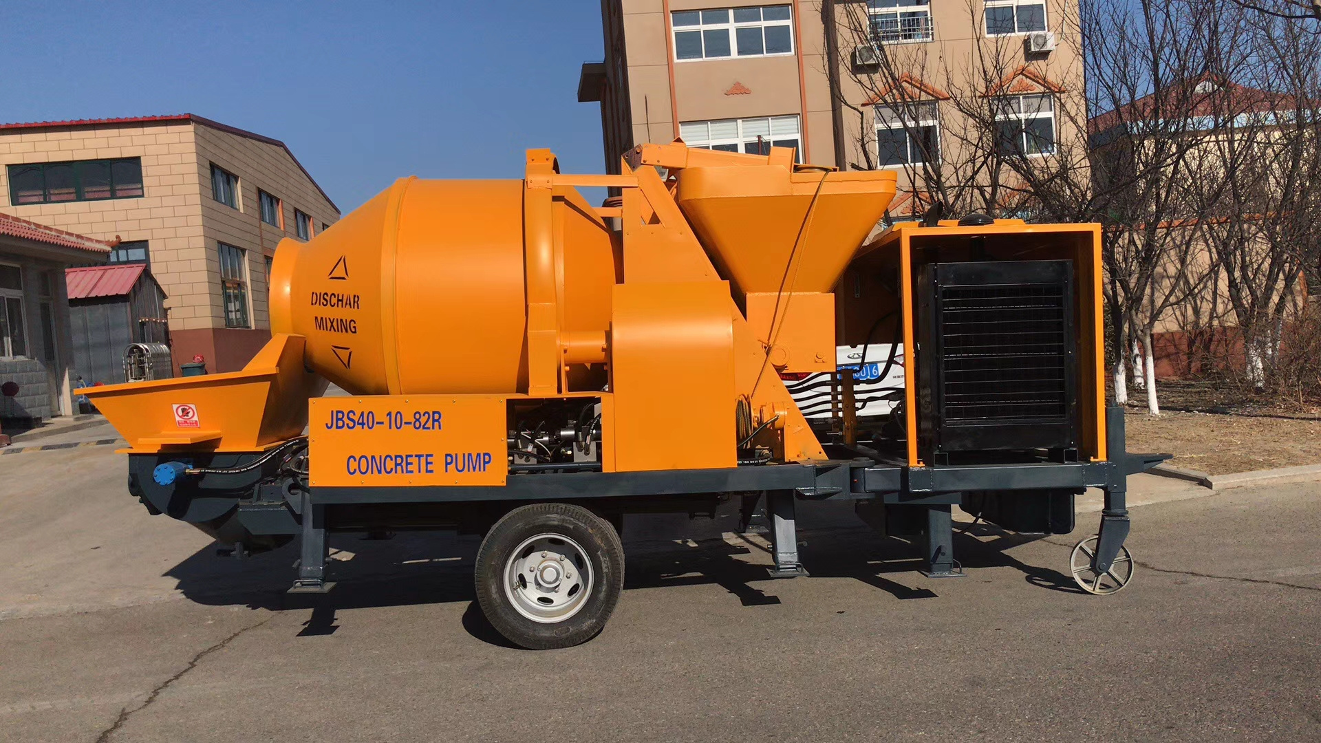 Trailer Mounted Electric Motor Mobile Concrete Pump Construction Machinery Concrete Mixer Pump