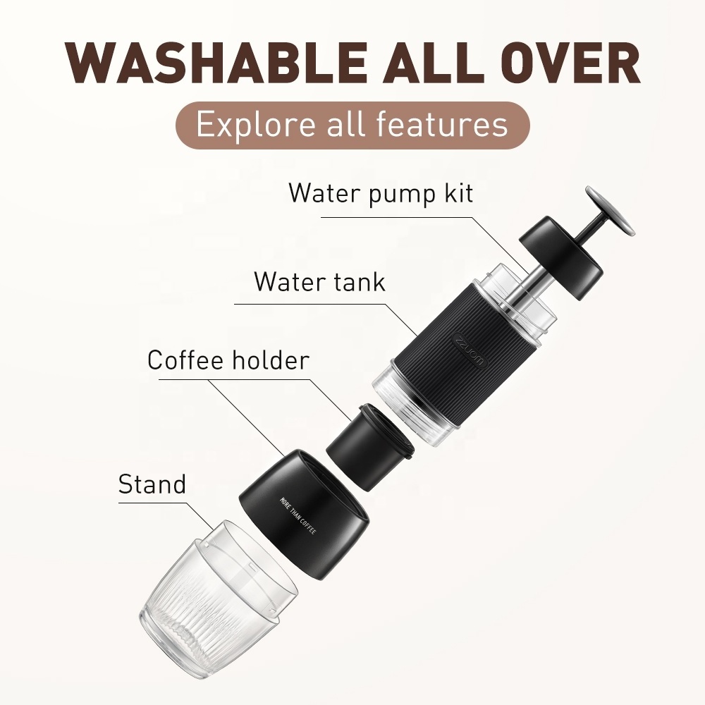 ZZUOM 2 in 1 suitable for D.G. Capsule/Coffee Powder 18Bar White/ Black Portable Coffee Maker