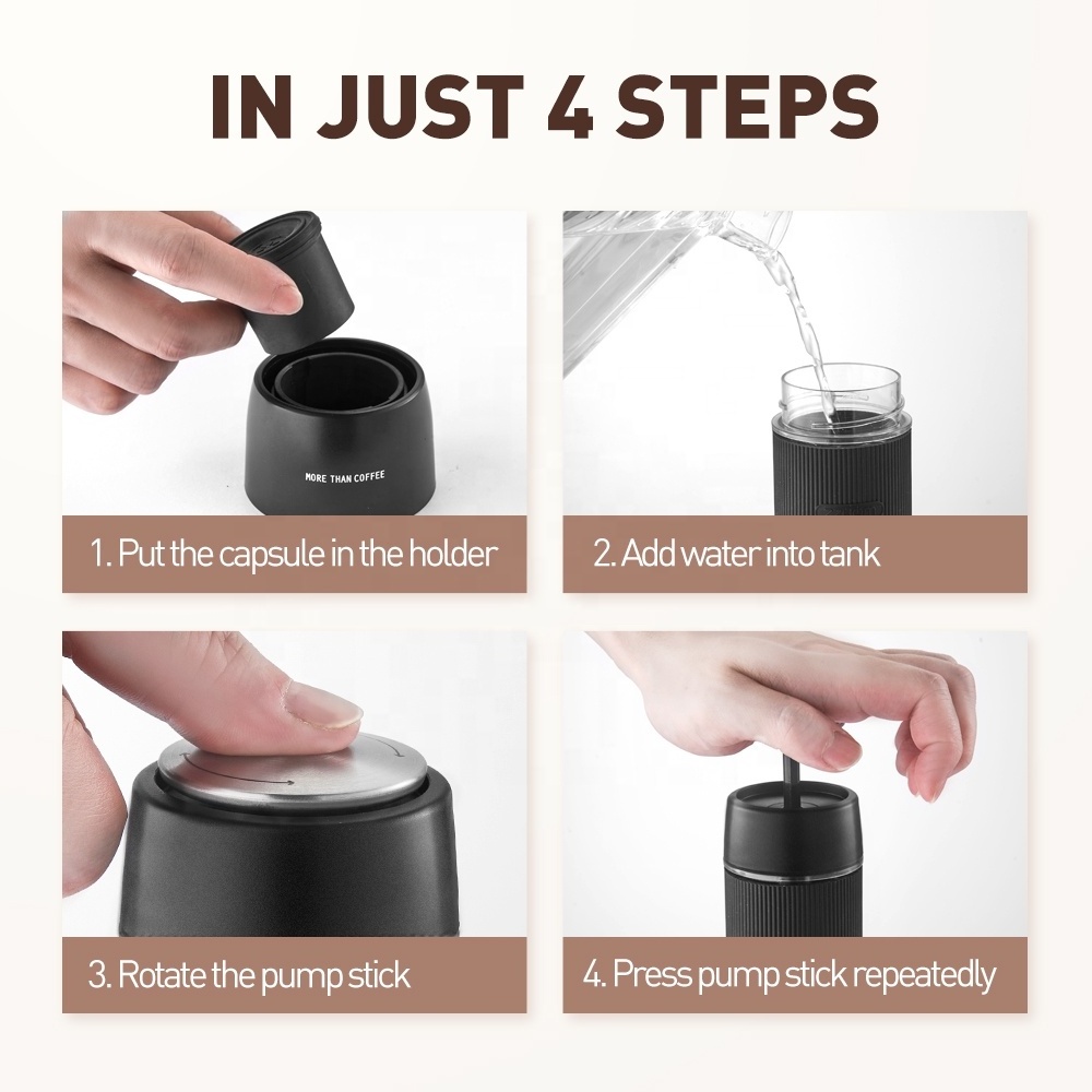 ZZUOM 2 in 1 suitable for D.G. Capsule/Coffee Powder 18Bar White/ Black Portable Coffee Maker