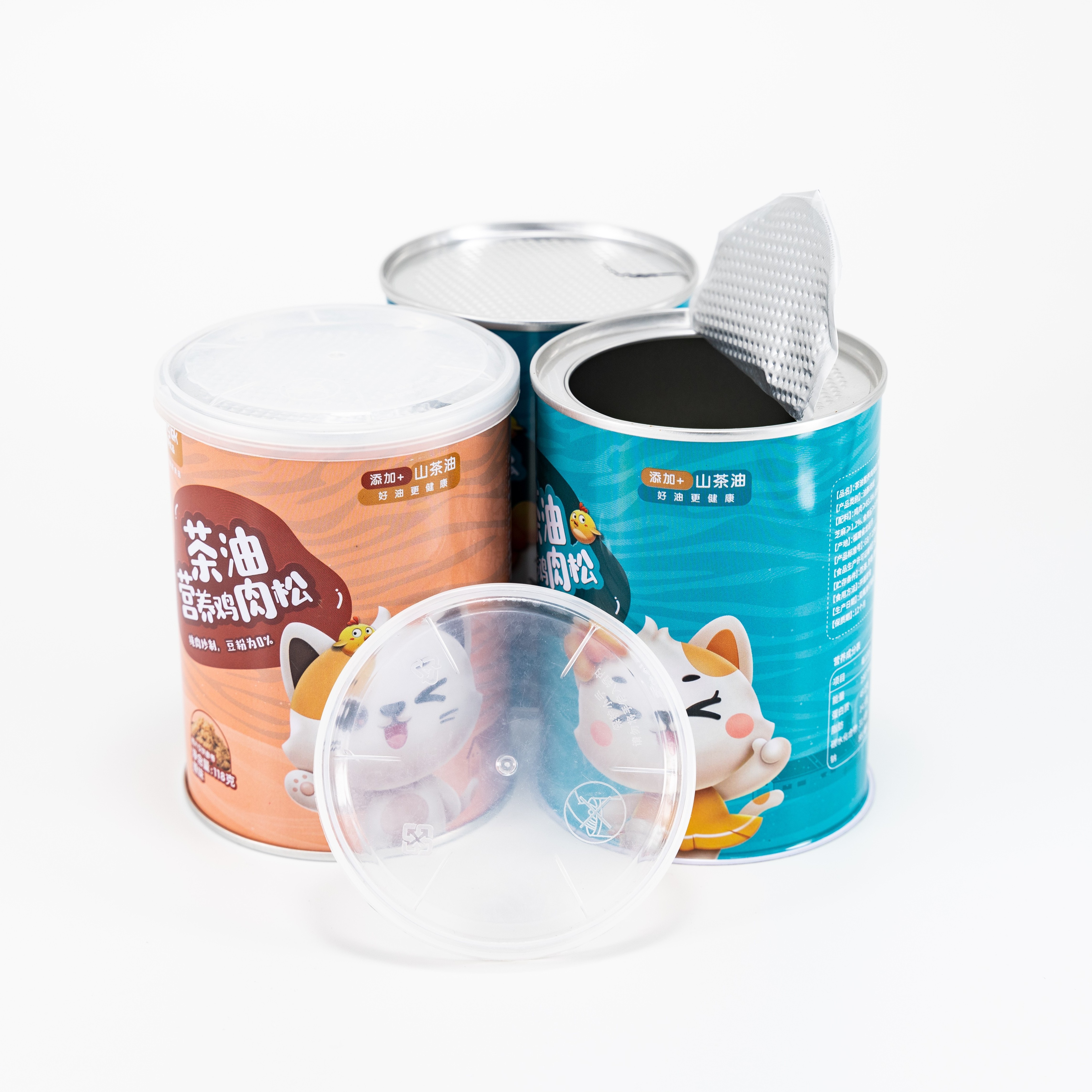 A401Printed transparent Poe 99mm 401 aluminum Pull Ring Peel Off foil Plastic seal lids For Paper Canister