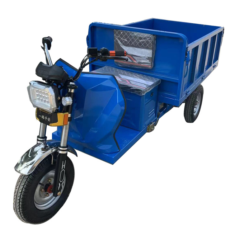 Heavy Load Three Wheels 1500W 800W  MotorIzed Battery Electric Van Cargo Tricycle with Wagon