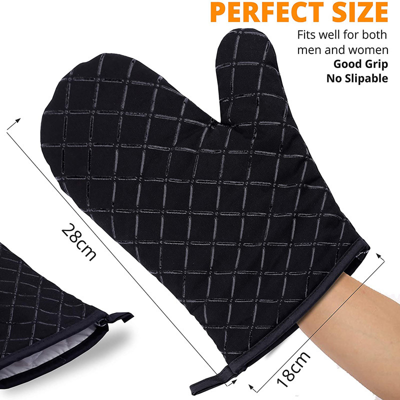 Non-Slip Surface Safe Cotton Lining BBQ Pot Holders Baking Cooking Kitchen Heat Resistant Oven Mitts