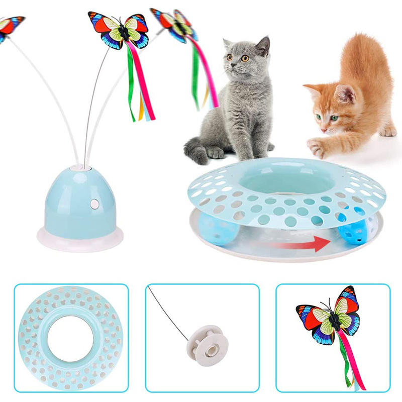 Indoor Funny Automatic Electric Rotating Butterfly Ball Exercise Kitten Toy Interactive Cat Teaser Cats Toys