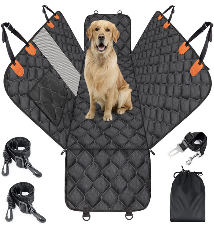 Pet Hammock With Mesh Window Storage Pocket Safety Belt Backseat Protector Bench Trunk Dog Car Seat Cover