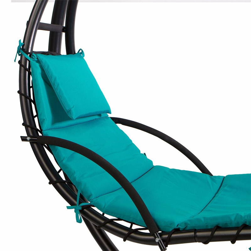 Outdoor Backyard Patio Pillow Canopy Stand Swing Hanging Curved Chaise Lounge Chair