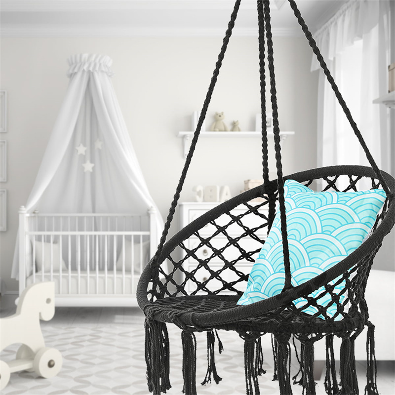 Macrame Swing Seat Mesh Handmade Knitted Cotton Rope Indoor Outdoor Home Patio Garden Back Yard Hanging Hammock Chair