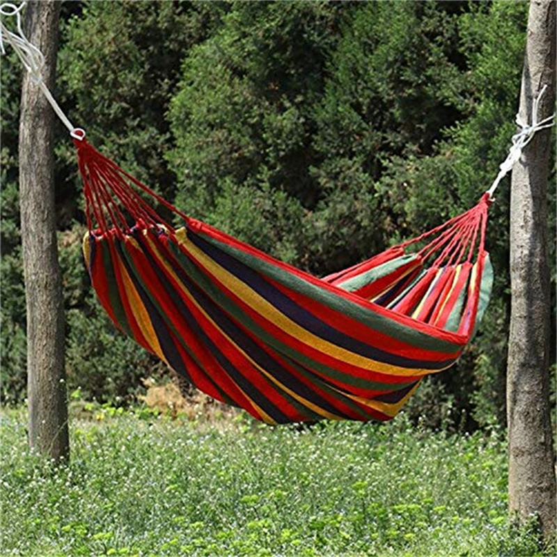 Hammock Portable Outdoor Garden Home Travel Camping Swing Canvas Striped Swing Hammock