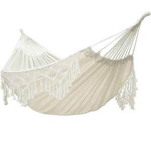 Double Sized Boho Macrame Cream Elegant Tassels Fishtail Knitting Hammock