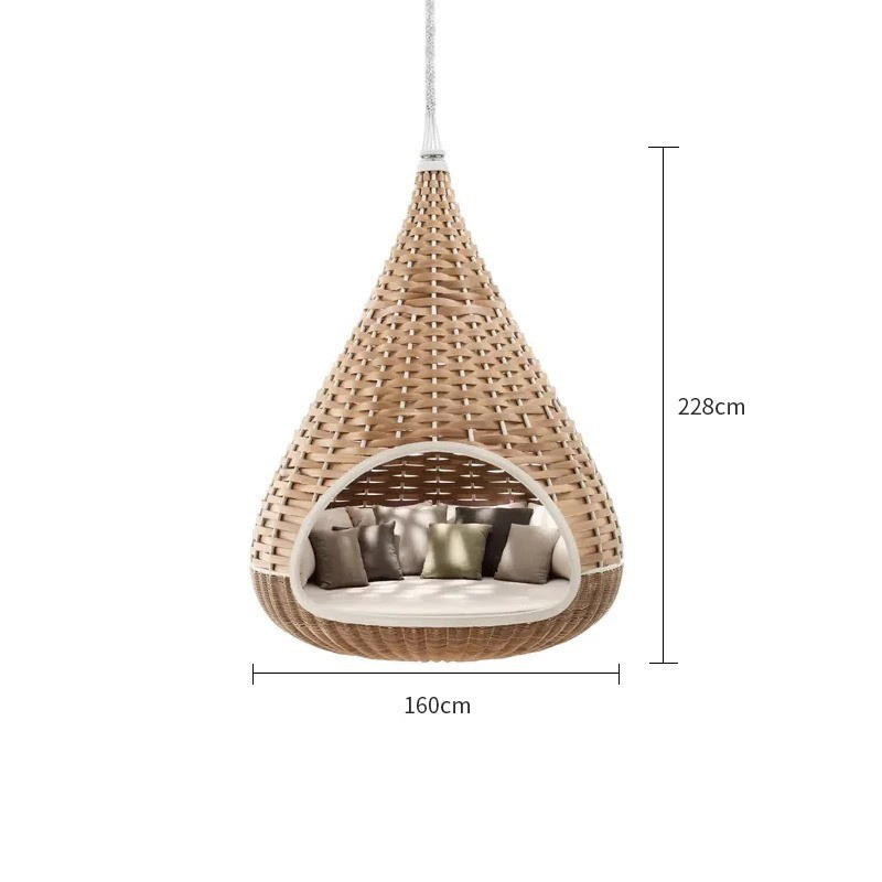 Balcony Hanging Chair Basket Countryside Outdoor Leisure Rocking Swing Rattan Chair Indoor Cradle Hammock