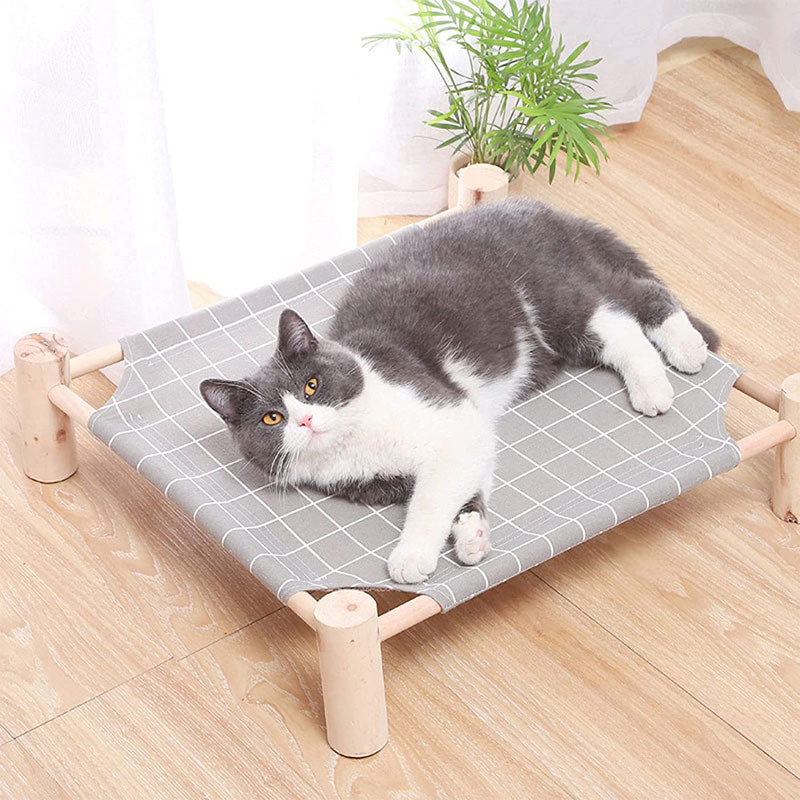 Wooden Elevated Detachable Portable Indoor Outdoor Pad Suitable For Kitten Small Puppy Cats and Dogs Hammock Bed