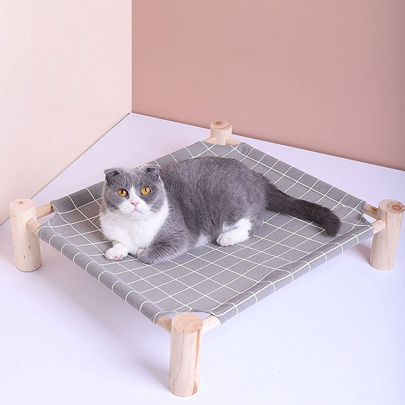 Wooden Elevated Detachable Portable Indoor Outdoor Pad Suitable For Kitten Small Puppy Cats and Dogs Hammock Bed