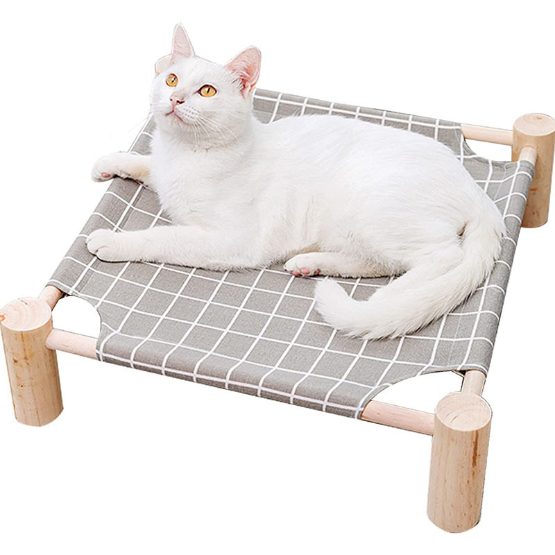 Wooden Elevated Detachable Portable Indoor Outdoor Pad Suitable For Kitten Small Puppy Cats and Dogs Hammock Bed