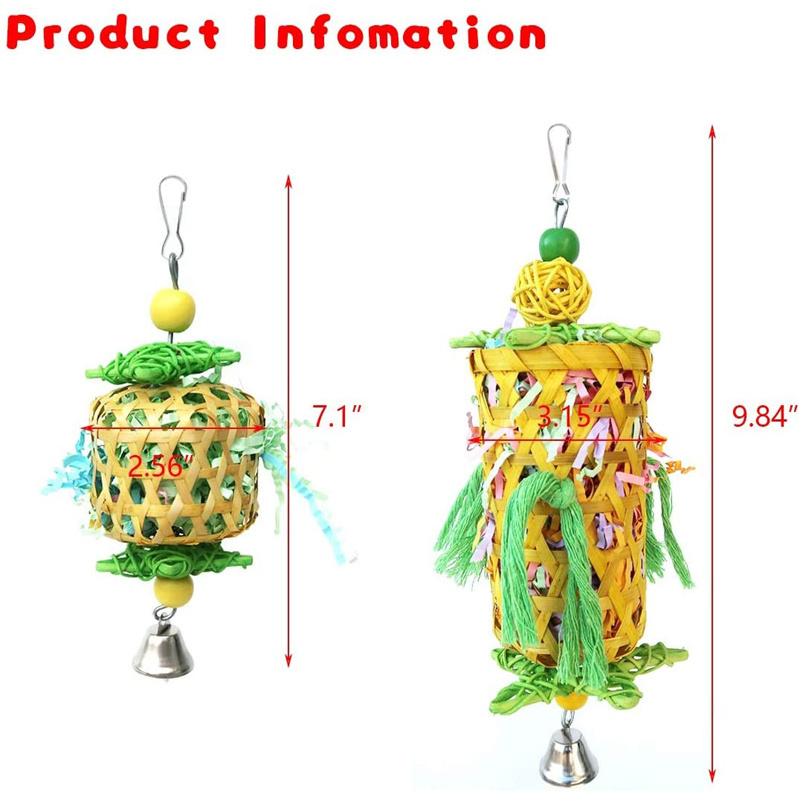 Cockatiels Budgie Small Bird Hanging Swing Foraging Handmade Bamboo Parrot Chewing Toy Stars Bird Parrot Shredder Toys