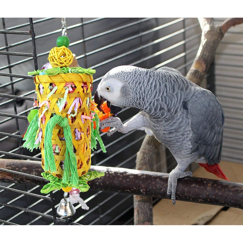 Cockatiels Budgie Small Bird Hanging Swing Foraging Handmade Bamboo Parrot Chewing Toy Stars Bird Parrot Shredder Toys