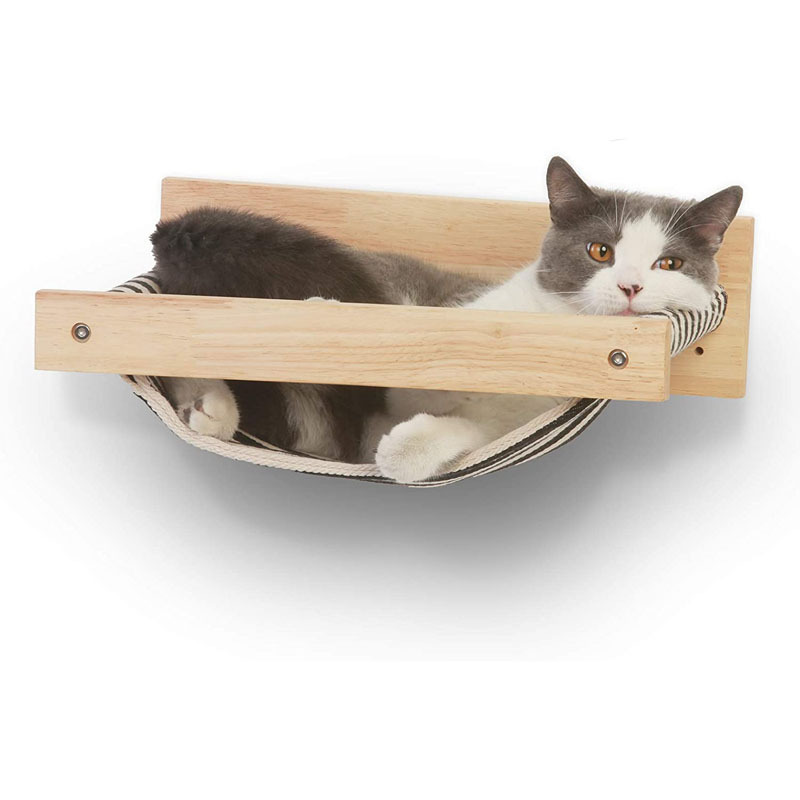 Modern Beds Kitty Furniture For Sleeping Playing Climbing Lounging Black Stripe Wall Mounted Large Shelf Cat Hammock