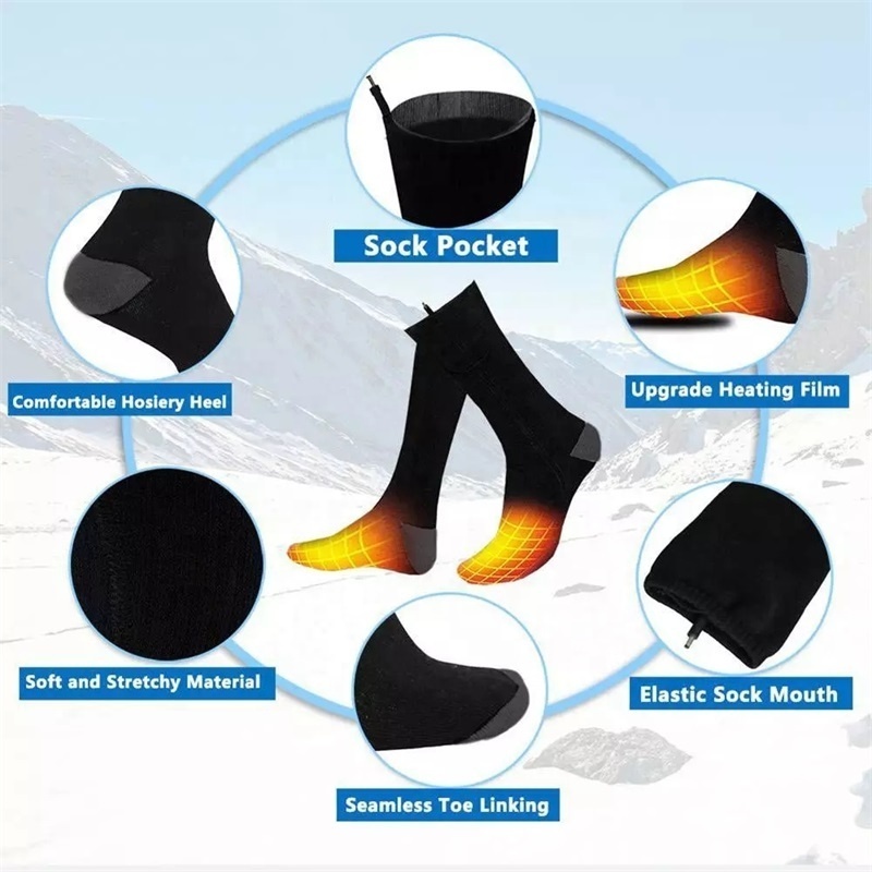 Unisex Electric Winter Warm  Outdoor Sports Rechargeable Battery Heated Ski Heating Cold Feet Thermal Foot Warm Socks