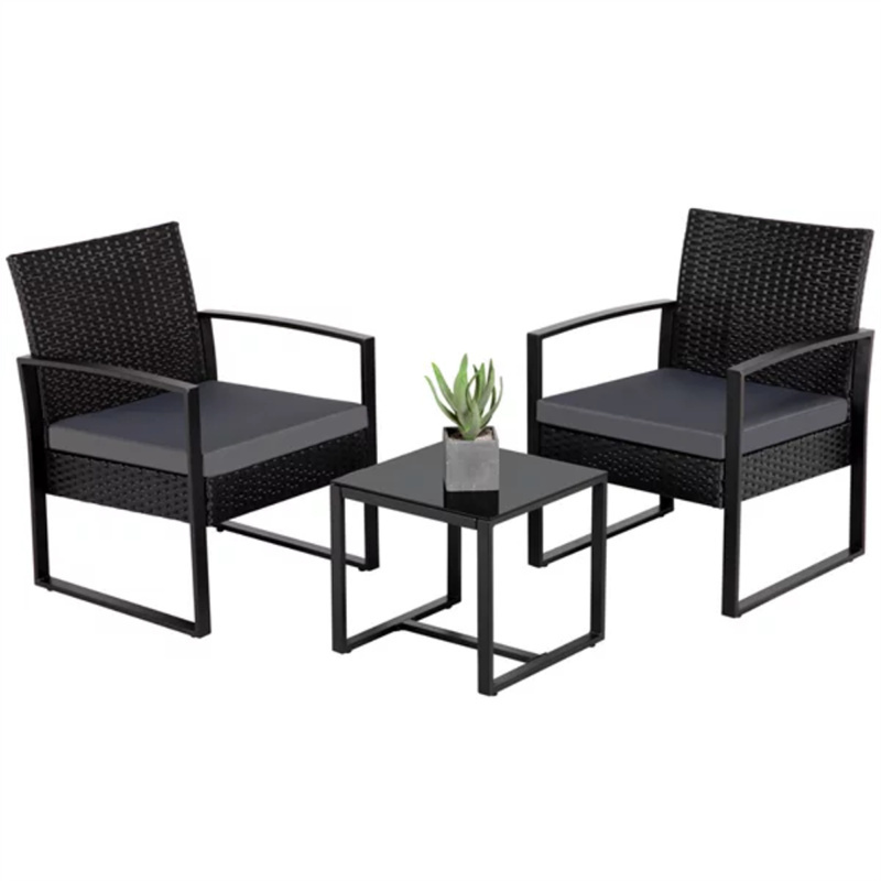 3 Piece Bistro Rattan Chairs Outdoor Patio Balcony Garden Furniture Sets