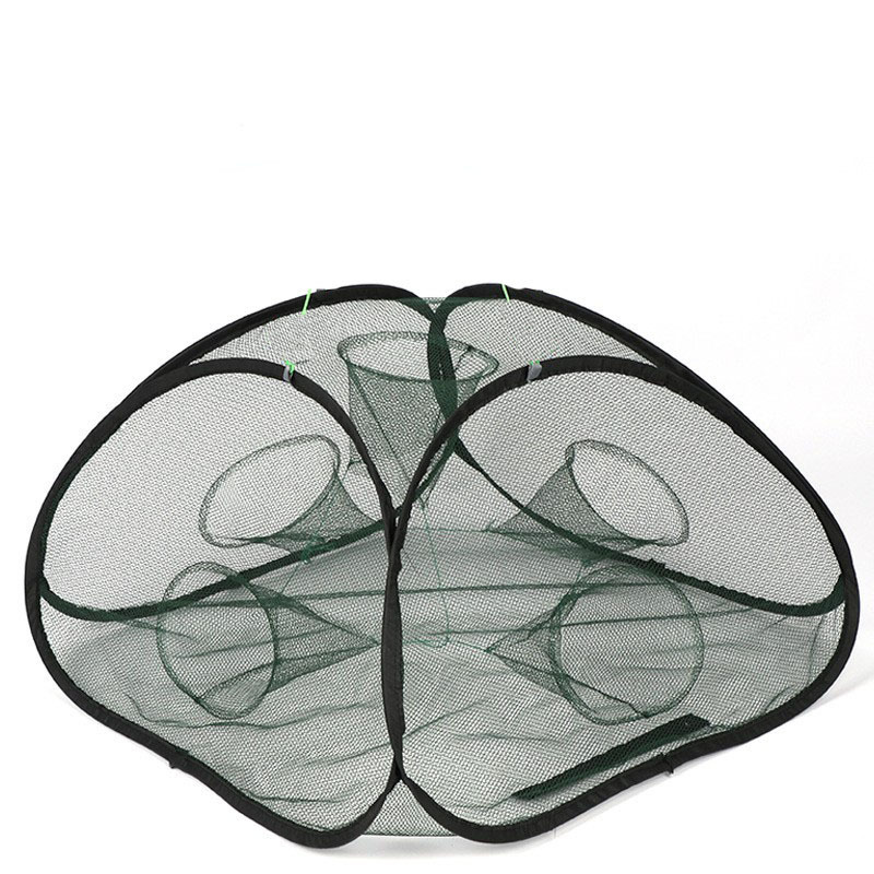 Portable Folded Fishing Easy Use Traps Cage Baits Cast Mesh Trap Thickened Eel Lobster Tent Folding Fishing Cage Shrimp Net