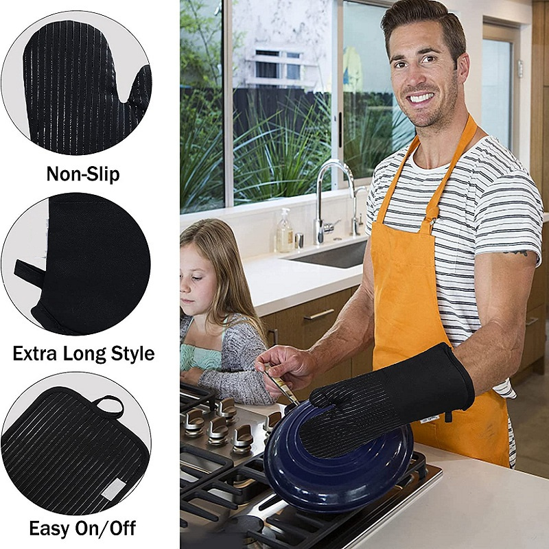 Kitchen Baking BBQ Pot Holders Heat Resistant  Oven Cooking Mitts Grill Smoker Gloves