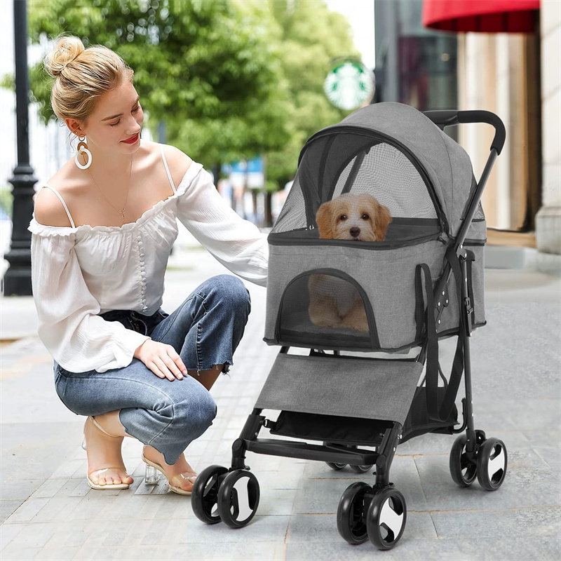 3 in 1 Premium Multifunction Cat Cart Detachable Carrier Cup Holder Pet Stroller Dog Trolley