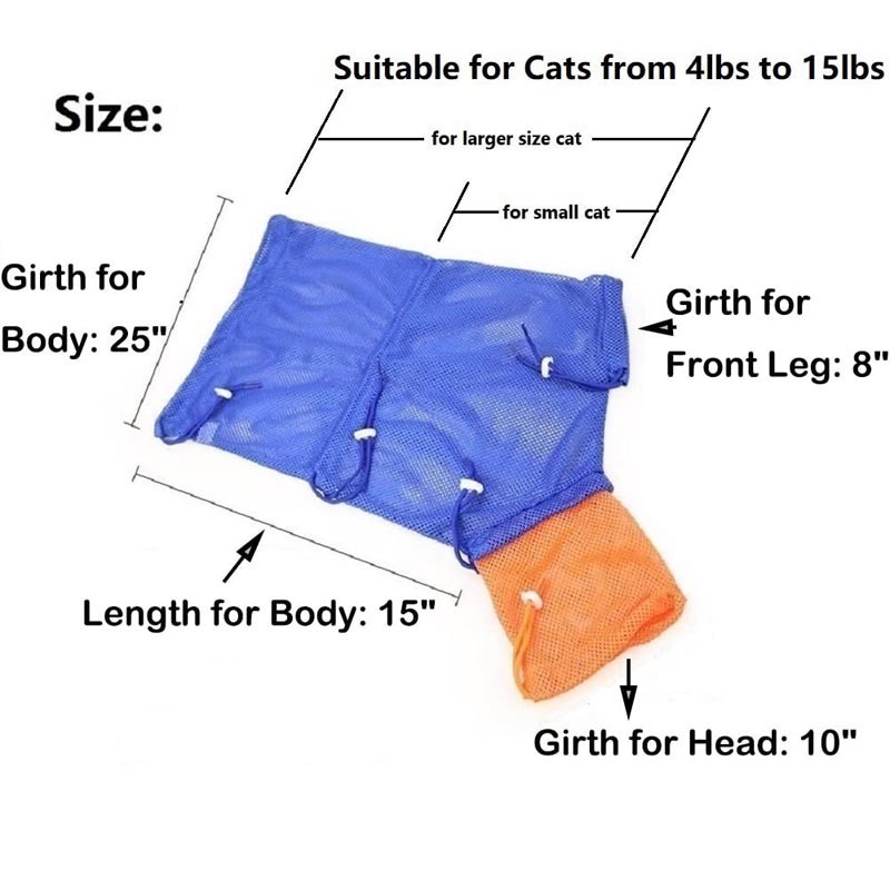 Puppy Dog Cleaning Polyester Soft Mesh Scratch Biting Resisted Bathing Injecting Examining Trimming Cat Grooming Bag