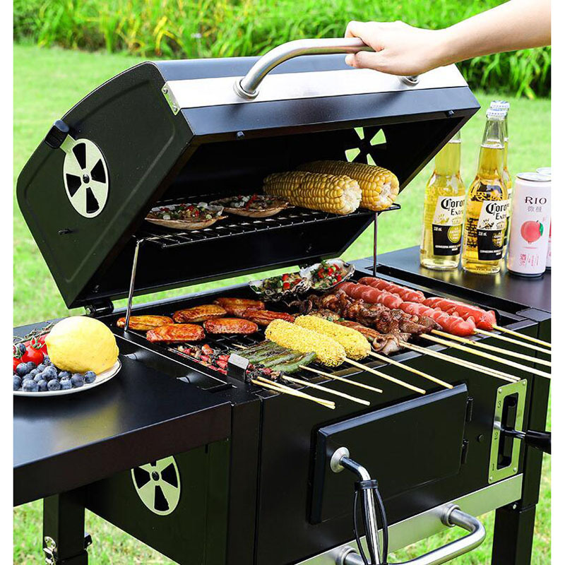 BBQ Indoor Outdoor Portable Steak Chicken Meat Cooker Camping Park Home Picnic Party Barbecue Smoker Cast Iron Charcoal Grill