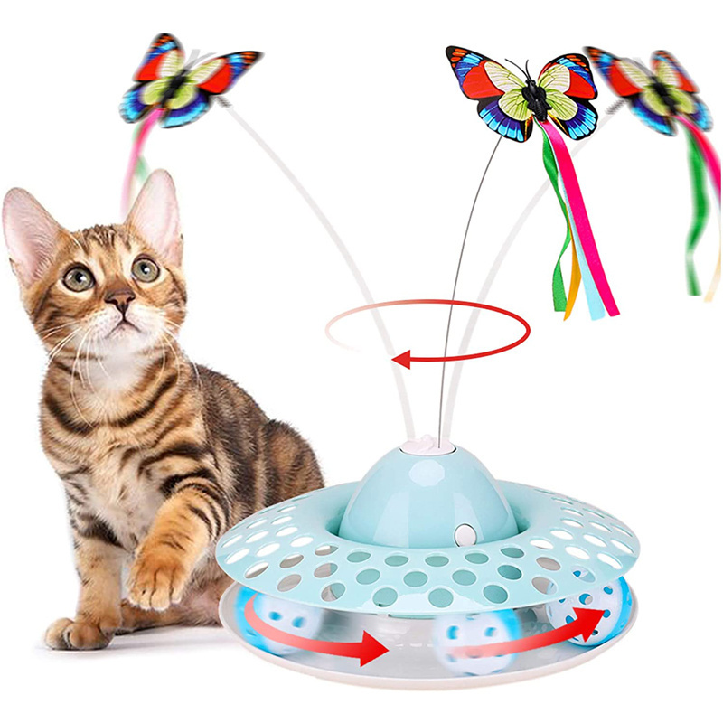 Indoor Funny Automatic Electric Rotating Butterfly Ball Exercise Kitten Toy Interactive Cat Teaser Cats Toys