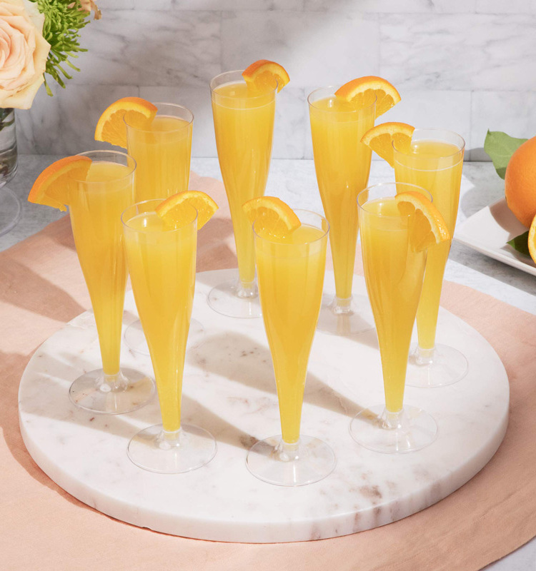 Disposable Parties Mimosa Glasses Plastic Cocktail Glasses Wedding Bulk Plastic Champagne Flutes