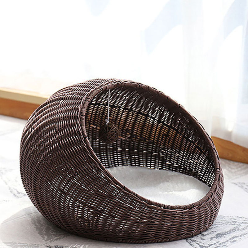 Round Pet Products Accessories Supplies PE Rope Rattan Wicker Pet Cage Removable Big Sofa Cat Bed