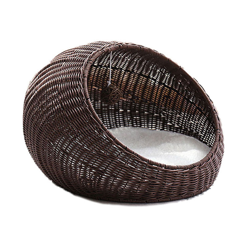 Round Pet Products Accessories Supplies PE Rope Rattan Wicker Pet Cage Removable Big Sofa Cat Bed