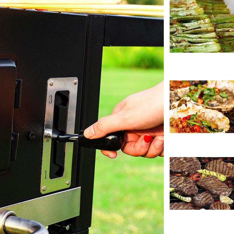 BBQ Indoor Outdoor Portable Steak Chicken Meat Cooker Camping Park Home Picnic Party Barbecue Smoker Cast Iron Charcoal Grill