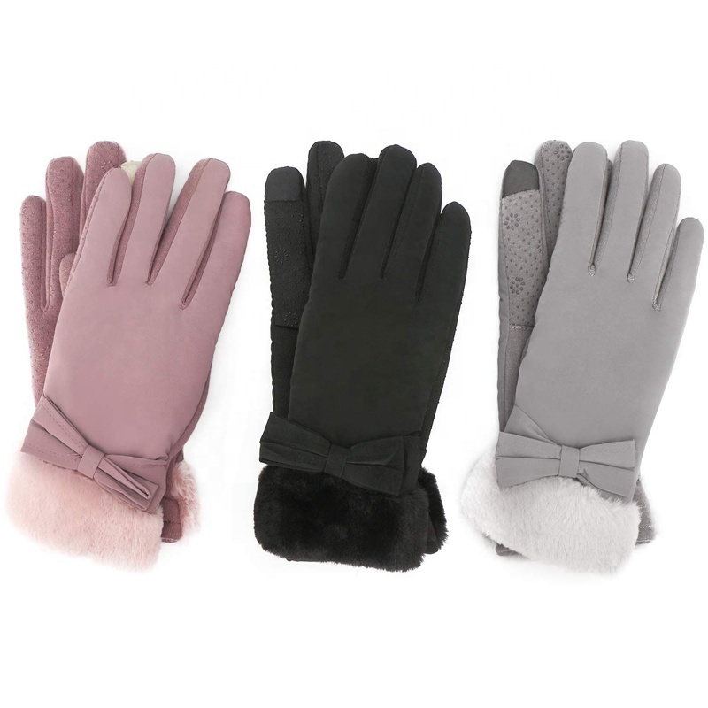 Thick Fleece Lined Windproof Stretch Typing Texting Daily Dress Driving  Women Winter Thermal Touch Screen Gloves