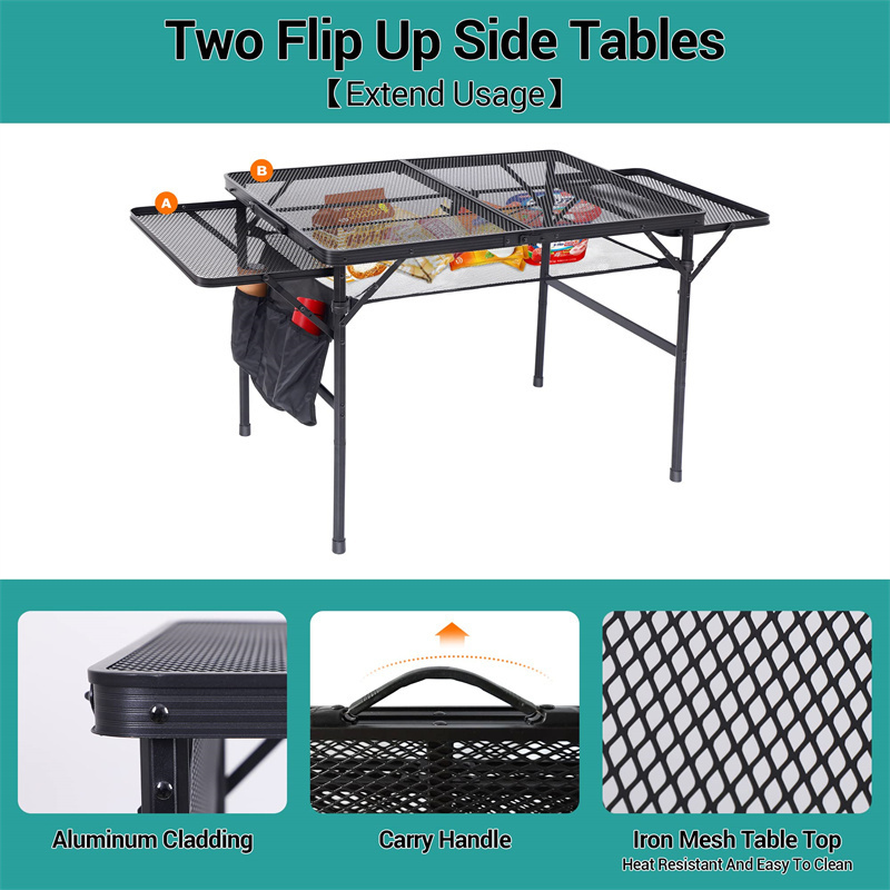 Card BBQ Table Adjustable Office Mesh Bag Party Travel Home Garden Outdoor Picnic Beach Indoor Grill Folding Camping Table