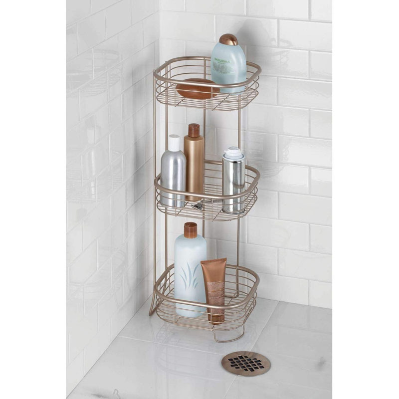 Indoor Bathroom Toilet Shampoo Conditioner Soap Bath Shelf Baskets Metal Wire Corner Standing Shower Caddy