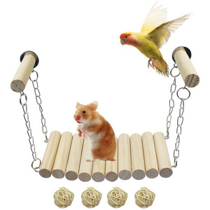 Mouse Guinea Pig Small Animals Natural Chew Balls Bendable Climbing Ladder Pet Swing Toy Wooden Hamster Suspension Bridge