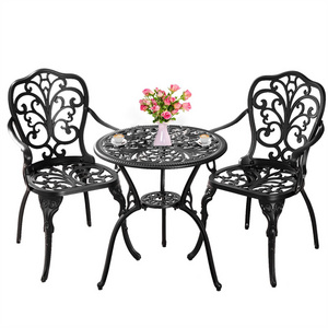 Outdoor Umbrella Hole All Weather Cast Aluminum Chairs Bistro Table Front Porch Patio Garden Furniture