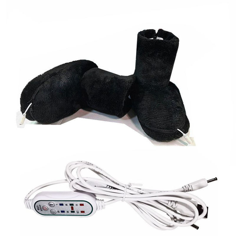 Electric Heated Foot Warmer Slipper Plush Foot Heater Rechargeable Foot Heating Pad Winter Thermal Home Indoor USB Heating Shoes