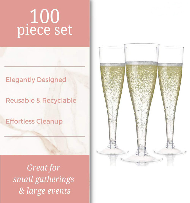 Disposable Parties Mimosa Glasses Plastic Cocktail Glasses Wedding Bulk Plastic Champagne Flutes