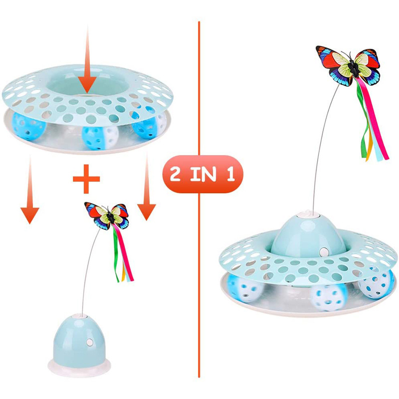 Indoor Funny Automatic Electric Rotating Butterfly Ball Exercise Kitten Toy Interactive Cat Teaser Cats Toys